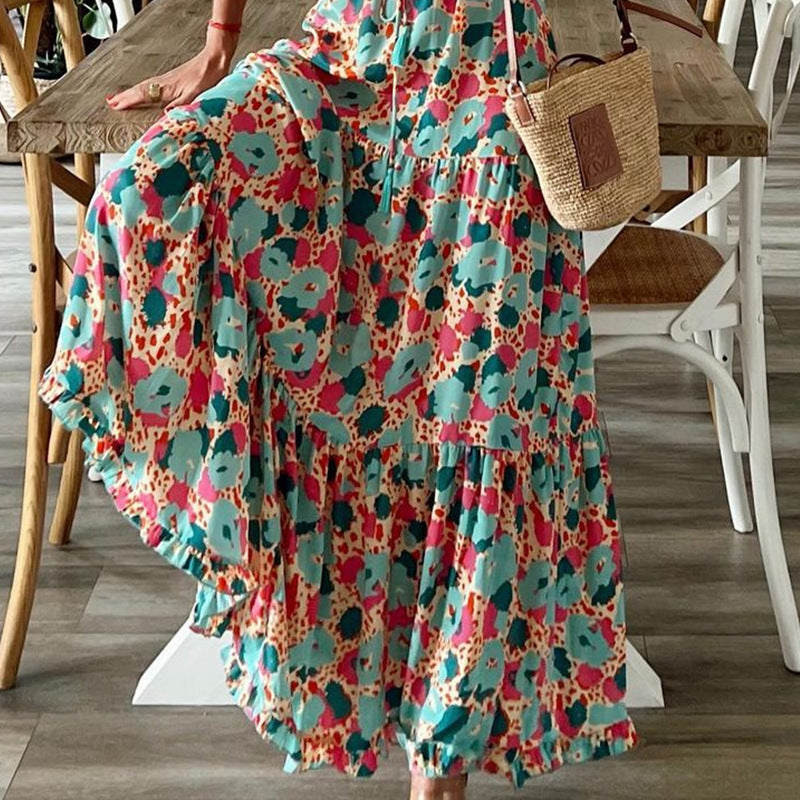 Women Bohemian Dress Spring Summer Women's Wear Printed Loose Dress
