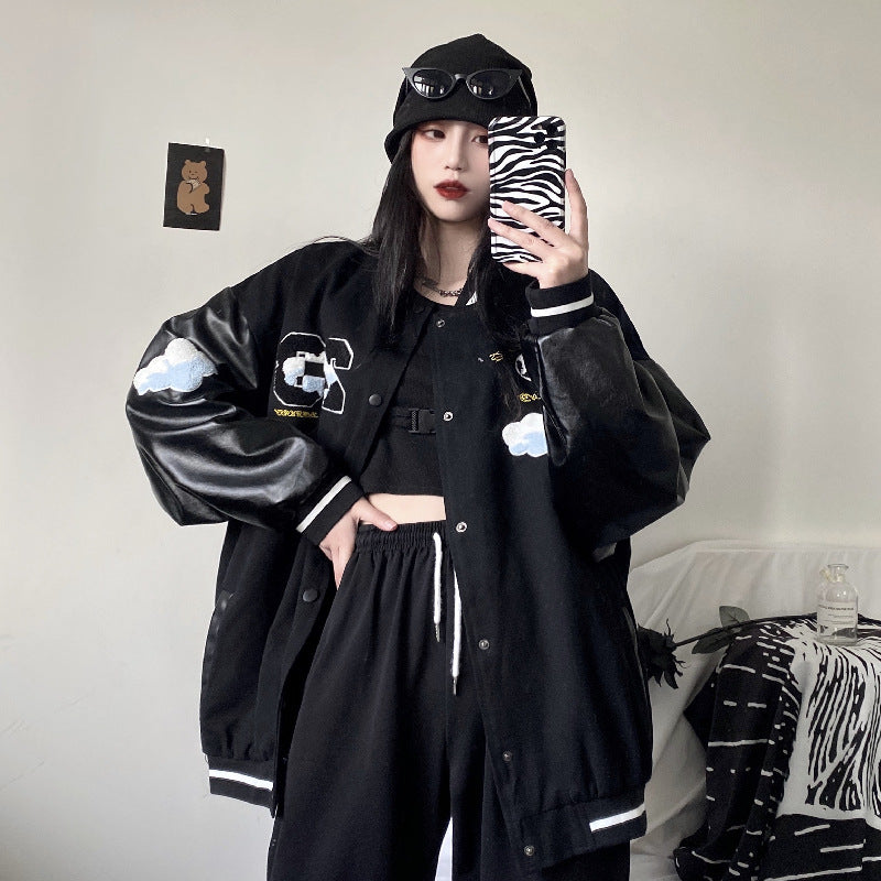 Gothic Lolita Harajuku Style Clothing Spring and Autumn Embroidered Baseball Uniform All-Matching Couple Coat Student