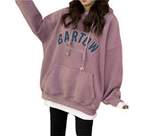 Slogan Graphic Hoodie Oversize Brushed Hoody Female