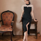 Women Cottagecore Dress Vintage High Waist Midi Dress