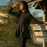 Burkini Swimwear Muslim Fashion Outfits Plus Size Long Sleeve Trousers Black Slimming Women's Swimwear