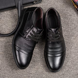 Indo Western Shoes Spring Men's Casual Leather Shoes Lace-up Litchi Leather Shoes