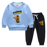 Children Pokemon Pikachu Hoodie & Pant Set Fleece Lined Padded Warm Keeping Winter Clothes Sweatershirt Suit