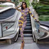 Autumn Printed Contrast Color High Waist Hip Lift Tight Sports Fitness Jumpsuit