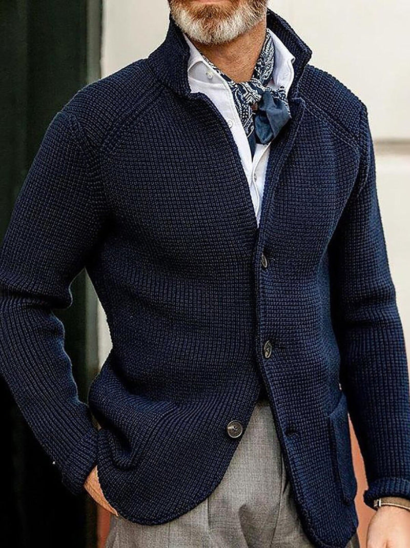 John Dutton Jacket Autumn and Winter Solid Color Stand Collar Cardigan Men's Knitted Jackets