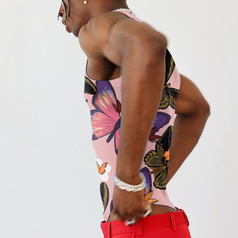 Rave Outfits Mens Vest Sleeveless Printed Base Clothing