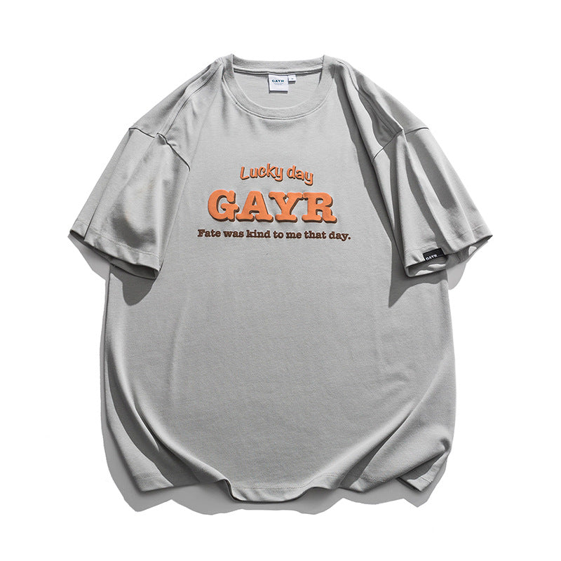 Man Summer T Shirt Letter Printed Round Neck