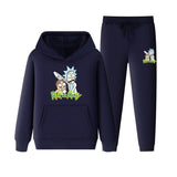 Rick and Morty Tracksuit Pullover Hoodie Sweatshirts Men and Women Sports Hooded Fleece-Lined Casual Sports Suit