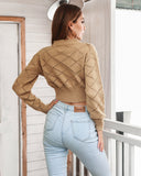 Preppy Aesthetic Outfits Knitwear Rhombus Midriff-Baring Sweater