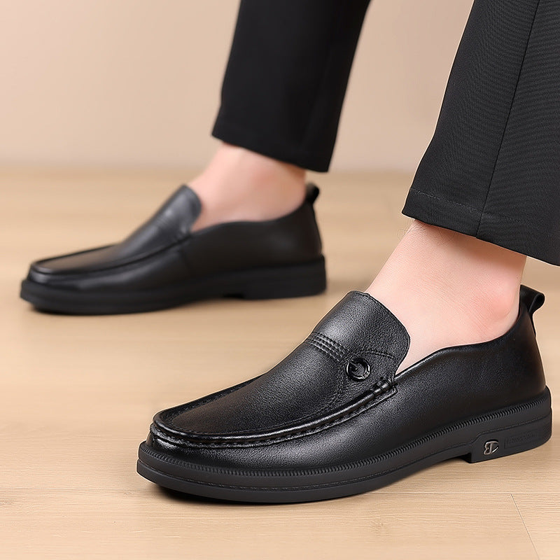 Loafers for Men Loafers Business Casual Shoes Men's Slip on Leather Shoes Low Top Layer Cowhide