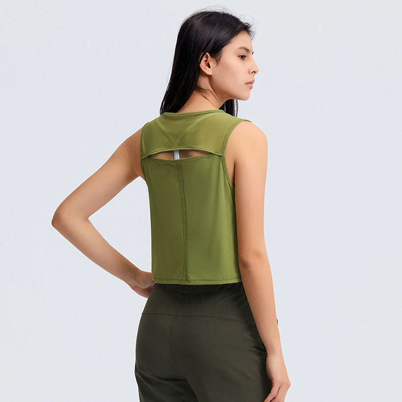 Moisture Wicking Shirts Sleeveless Vest Cropped Quick-Drying Breathable Sports Casual Yoga Clothes