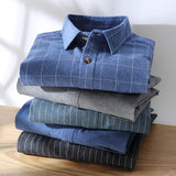 Mens Flannel Jacket Brushed Shirt Men's Casual Flannel Striped Colorful String Solid Color Cardigan Lapel Shirt