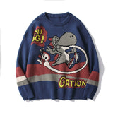 Dinosaur Sweaters Dinosaur Printed Sweater round Neck Sweater