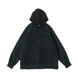Mens Flannel Jacket Men's Pocket Autumn and Winter Loose Thickened Hooded Jacket