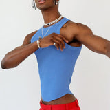 Rave Outfits Men Vest Stretch Knitted Sleeveless