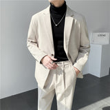 Seersucker Suit Loose Solid Color Casual Suit