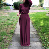 Muslim Women Stylish Kashibo Abaya Muslim Ladies Long Gown Islamic Clothing Jilbab Jalabiya Fashion Solid Color Dress