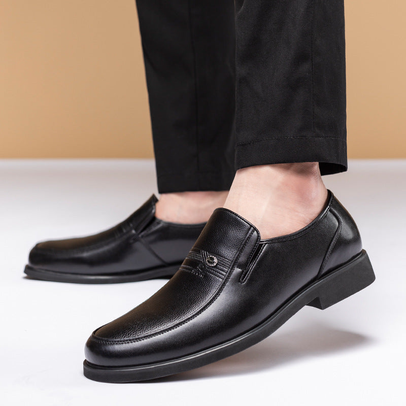 Loafers for Men Leather Shoes Men's Genuine Leather England Style Business Casual Men's Autumn and Winter Leather Shoes Breathable Soft Bottom Comfortable Loafers