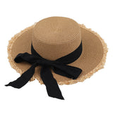 Straw Hat Bow Straw Hat Summer Outdoor Sun Protection Seaside Beach Hat