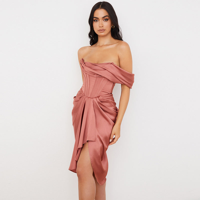 Knee Length Semi Formal Dresses for Wedding Women's Summer Slim Mini Dress Gown