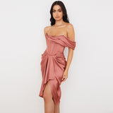 Knee Length Semi Formal Dresses for Wedding Women's Summer Slim Mini Dress Gown