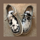 Cow Print Hey Dude Shoes Printed Pumps Women's Casual Shoes Canvas Shoes