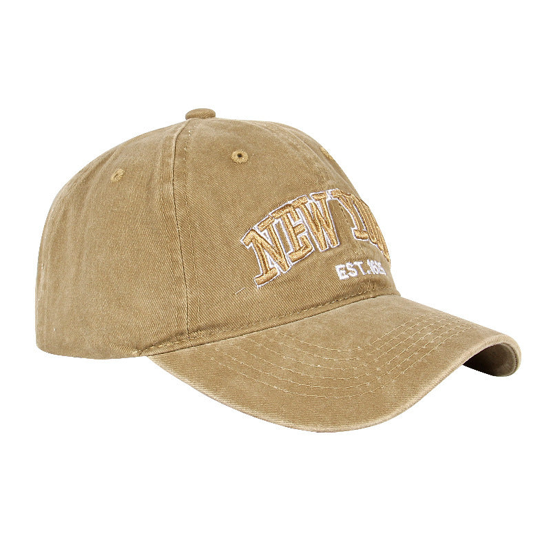 Yankee Baseball Cap Letter Embroidered Baseball Cap Trendy Denim Washed Peaked Cap for Men and Women