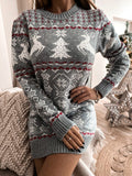 Sweater Dress Outfit With Tights 2 Pieces Set Christmas Sweater Sexy Christmas Theme Jacquard Long Sleeve Knitted Dress