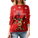 Ugly Christmas Sweater Autumn Winter Red Women's Knitwear