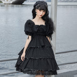 Gothic Lolita Harajuku Style Clothing Three-Section Lolita Dress Sicilian Op Summer Elegant Retro Chiffon Dress