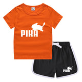 Children Pokemon Pikachu Tshirts & Shorts Casual Sports Sweat-Absorbent Suit Neutral