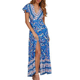 Beth Dutton Bohemian Dress Summer Spring Midi Dresses Summer Printed Dress Short Sleeve Beach Vacation Dress