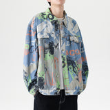 Spray Painted Jacket Autumn Men's Loose Fashion Denim Jacket