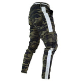 J Shaped Jeans Multi-Pocket Narrow Bottom of a Trouser Leg Side Ribbon Camouflage Jeans