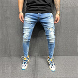 Stacking Jeans Slim Trouser Skinny Jean Men's Ripped Skinny Stretch Feet Pants Jeans Men