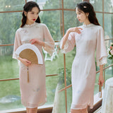 Women Cottagecore Dress Summer Pink Vintage Dress