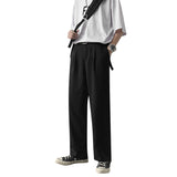 Men Suit Pants Men's Summer Thin Loose Straight Solid Color Casual Pants