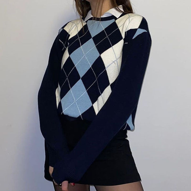 Preppy Aesthetic Outfits Knitwear Women's Autumn and Winter round Neck Long Sleeve Top