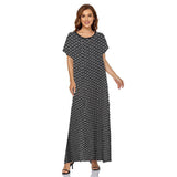 Muslim Women Stylish Kashibo Abaya Muslim Ladies Long Gown Islamic Clothing Jilbab Jalabiya Short Sleeve Round Neck Printed Summer Fashion Long Skirt