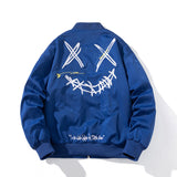 Varsity Jacket Embroidered Casual Stand Collar Baseball Uniform for Men