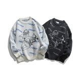 Man Fall Winter Outdoors Autumn and Winter Angel Jacquard round Neck Sweater Men and Women Couple Sweater