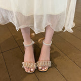 Nude Pumps Block Heel Sandals