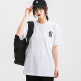 Yankees T Shirt Short Sleeve T-shirt Summer Loose Unisex Wear Couple