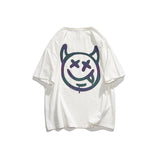 Men's T-shirt Cotton Short-Sleeved T-shirt Men's Summer Loose Casual Half Sleeves Clothes Men's Devil Print T-shirt