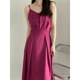Kim Kardashian Marilyn Monroe Dress Summer Solid Color Suspender Dress