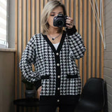 Preppy Aesthetic Outfits Knitted Cardigan Women's Autumn and Winter Loose V-neck Long-Sleeved Knitted Jacket