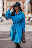 Beth Dutton Outfits Autumn and Winter Solid Color Lapel Trench Coat Fashion Single-Breasted Lace-up Long Coat