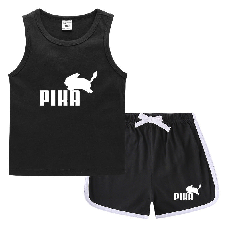Children Pokemon Pikachu Tshirts & Shorts Casual Sports Sweat-Absorbent Suit Neutral