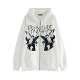 Skull Hoodie Loose Pockets Sweater Sports Zipper Cardigan Y2g Coat