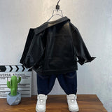Toddler Boys Jackets Boys Leather Jacket Coat Spring and Autumn